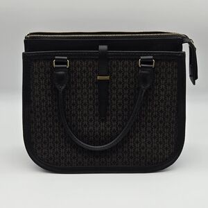 Fossil Monogram Black & Brown Satchel – Gold Hardware + Strap Included!
